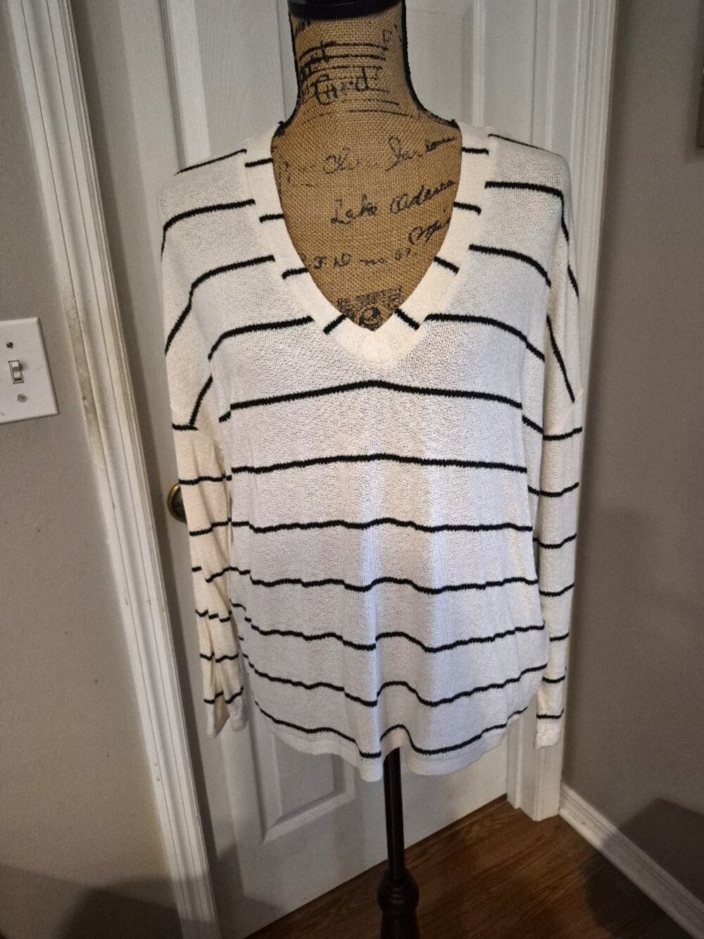 NWT Blu Pepper Offwhite with Black Stripes Sweater M
